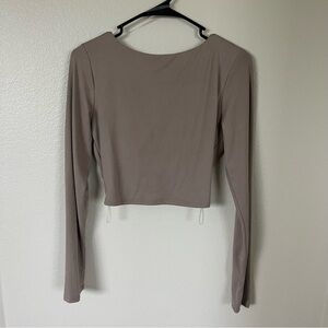 Elegant Taupe Long Sleeve Women's Top